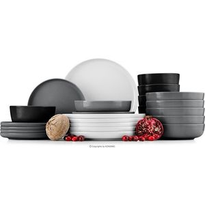 Jedálenská súprava tanierov pre 6 osôb VICTO 24 ks biela/sivá/čierna II vyobraziť
