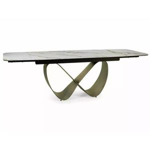 Jídelní rozkládací stůl Infinity 160/240 cm keramika bílý mramor/měděný vyobraziť