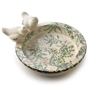 Keramické ptačí pítko Crocket 11 cm béžové/zelené vyobraziť