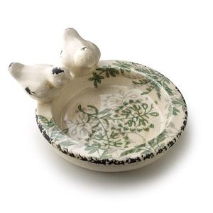 Keramické ptačí pítko Crocket 22 cm béžové/zelené vyobraziť