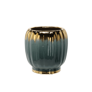 Keramický obal na květináč Gaya 28 cm zeleno-zlatý vyobraziť