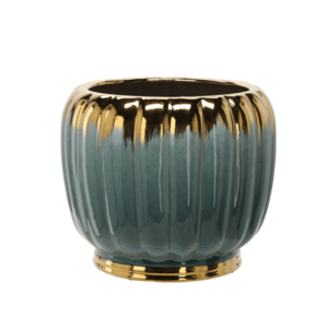 Keramický obal na květináč Gaya 41 cm zeleno-zlatý vyobraziť