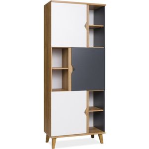 Knižnica BORIA dub/biela/grafit vyobraziť