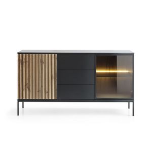 Komoda Sento s LED osvetlením 154 cm dub wotan/čierna vyobraziť