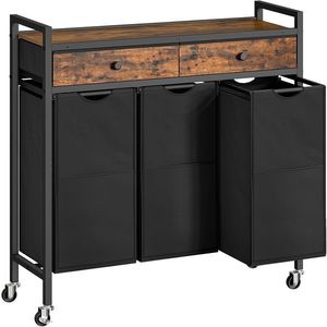 Koš na prádlo Vasagle Boro 130, 2 L černý/hnědý vyobraziť