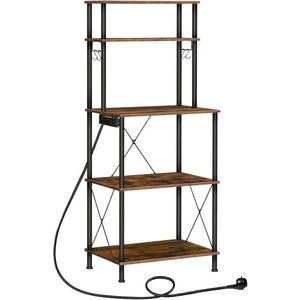 Kuchyňský regál Vasagle Filo 60 cm s vestavěnými zásuvkami černý/hnědý vyobraziť