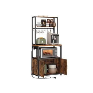 Kuchyňský regál Vasagle Nori 60 cm se zásuvkou černý/hnědý vyobraziť