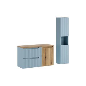 Kúpeľňová zostava Nova Denim s doskou a košom na bielizeň 100 cm modrá/dub coast evoke vyobraziť