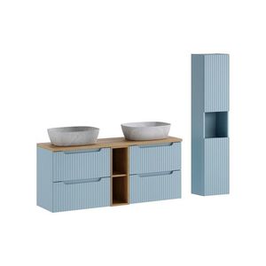 Kúpeľňová zostava Nova Denim s doskou, skrinkami a umývadlami 140 cm modrá/dub coast evoke vyobraziť