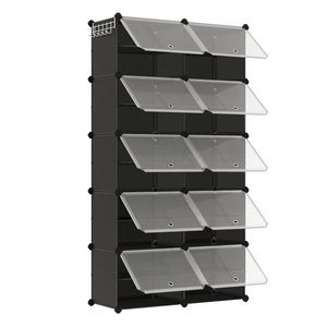 Modulární botník Lux s 10 dvířky čirý/černý vyobraziť