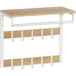 Nástěnný předsíňový věšák Vasagle Bermund hnědý/bílý vyobraziť