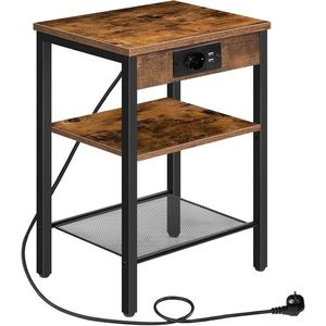 Nočný stolík Vasagle Harby 38 cm s nabíjacou stanicou čierny/hnedý vyobraziť