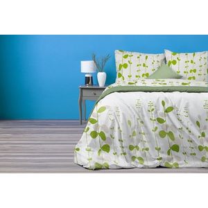 Obliečky z mikrovlákna ERIGER listy 160x200 cm zeleno-biele vyobraziť