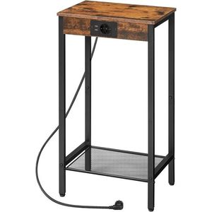 Odkladací stolík Vasagle Gravira 38 cm s nabíjacou stanicou čierny/hnedý vyobraziť