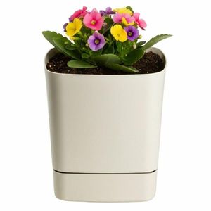 Plastový květináč s podmiskou Cubi 16x16 cm béžový vyobraziť