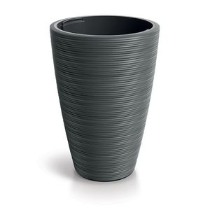Plastový květináč Venas Round tmavě šedý II vyobraziť