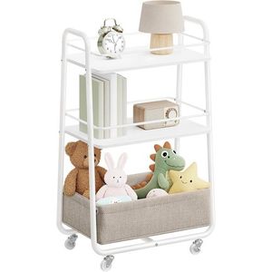 Pojízdný regál Vasagle Lilea s látkovým košem 40 cm bílý/hnědý vyobraziť