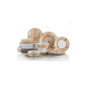 Porcelánová jídelní sada 24 ks Zag hnědá/bílá vyobraziť