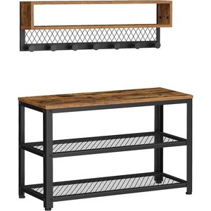 Predsieňová stena s lavicou a vešiakom Vasagle Dender hnedá/čierna vyobraziť