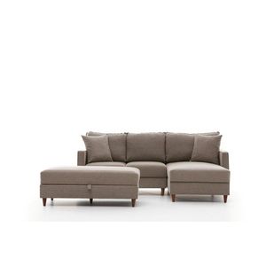 Rohová sedacia súprava Eva 210 cm s taburetom béžová pravá vyobraziť