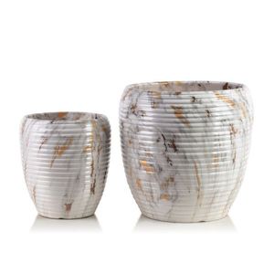 Sada 2 ks keramických květináčů NEVA XIV bílá/zlatá vyobraziť