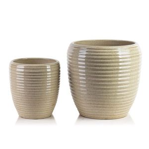 Sada 2 ks keramických květináčů NEVA XIV světle béžová vyobraziť