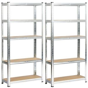 Sada 2 ks kovových regálov REGMET 70x30x154 cm strieborná vyobraziť