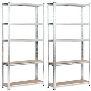 Sada 2 ks kovových regálov REGMET 90x30x180 cm strieborná vyobraziť