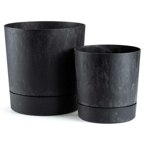 Sada 2 ks květináčů Azalea černý beton vyobraziť