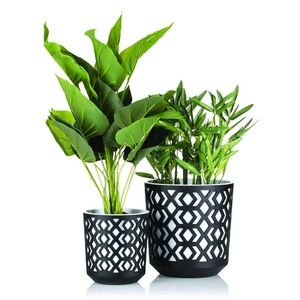 Sada 2 ks květináčů Etnic bílo-černá vyobraziť