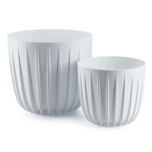 Sada 2 ks květináčů Stripped Eco bílá vyobraziť