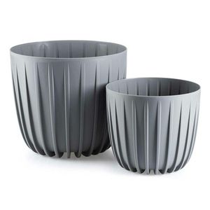 Sada 2 ks květináčů Stripped Eco šedá vyobraziť