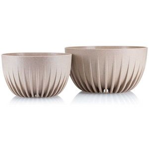 Sada 2 květináčů STRIPPED ECO latte vyobraziť