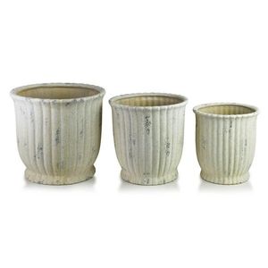 Sada 3 ks keramických květináčů Evro A3 krémová/zelená vyobraziť