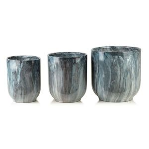 Sada 3 ks keramických květináčů NEVA MARBLE IV modrá/šedá vyobraziť