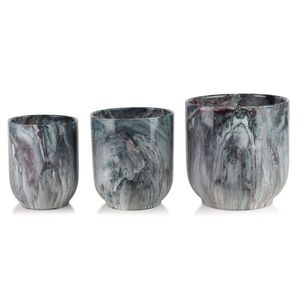 Sada 3 ks keramických květináčů NEVA MARBLE V modrá/šedá vyobraziť