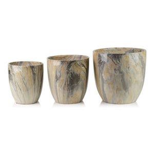 Sada 3 ks keramických květináčů NEVA MARBLE VI béžová/zlatá vyobraziť