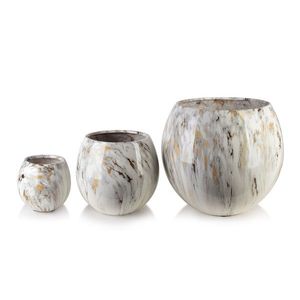 Sada 3 ks keramických květináčů NEVA MARBLE XI černá/bílá vyobraziť