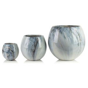 Sada 3 ks keramických květináčů NEVA MARBLE XI modrá/krémová vyobraziť