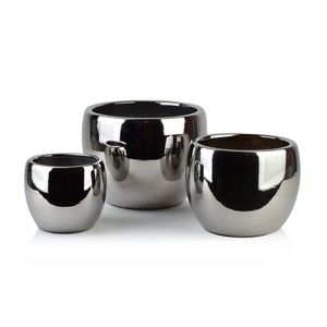 Sada 3 ks keramických květináčů NEVA SILVER XIII stříbrná vyobraziť