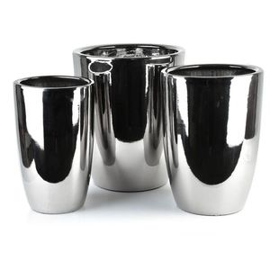 Sada 3 ks keramických květináčů NEVA SILVER XVI stříbrná vyobraziť