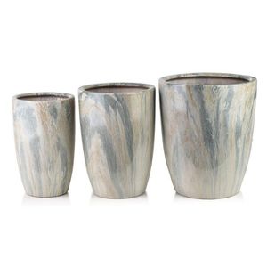 Sada 3 ks květináčů NEVA MARBLE VII šedá/béžová vyobraziť