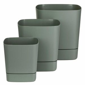Sada 3 ks květináčů s podmiskou Cubi šedo-zelená vyobraziť