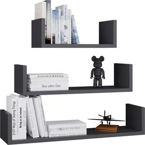 Sada 3 ks nástenných políc Mobi antracitová vyobraziť