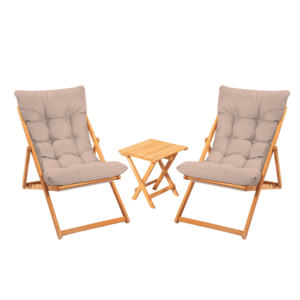 Sada záhradného nábytku Myne so stolom a dvoma lehátkami z masívu hnedá vyobraziť