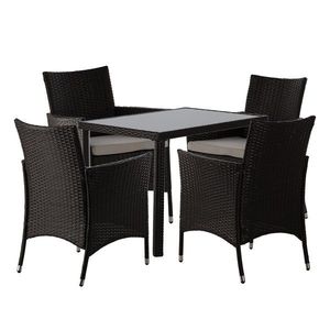 Sada zahradního nábytku Brazos se 4 židlemi hnědá/béžová vyobraziť