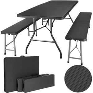 Skládací zahradní cateringová sestava Rattan tmavě šedá vyobraziť