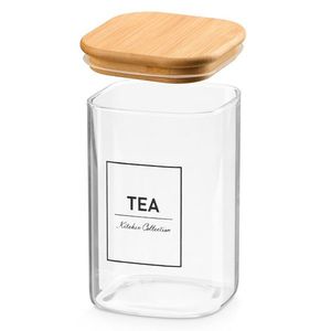 Sklenená kuchynská dóza na čaj HERBALOS 1, 2 l bambus/číra vyobraziť