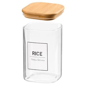 Sklenená kuchynská dóza na ryžu RICE 1, 2 l bambus/číra vyobraziť