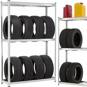 Stojan na pneumatiky POLO se 2 policemi 180x120x40 cm stříbrný vyobraziť